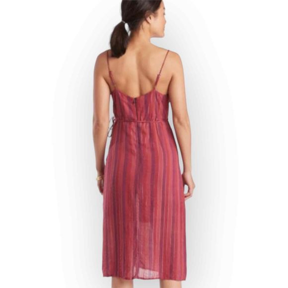 Rails Ariel Ruffle Wrap Dress Striped Rouge Midi Size Small - Picture 9 of 9